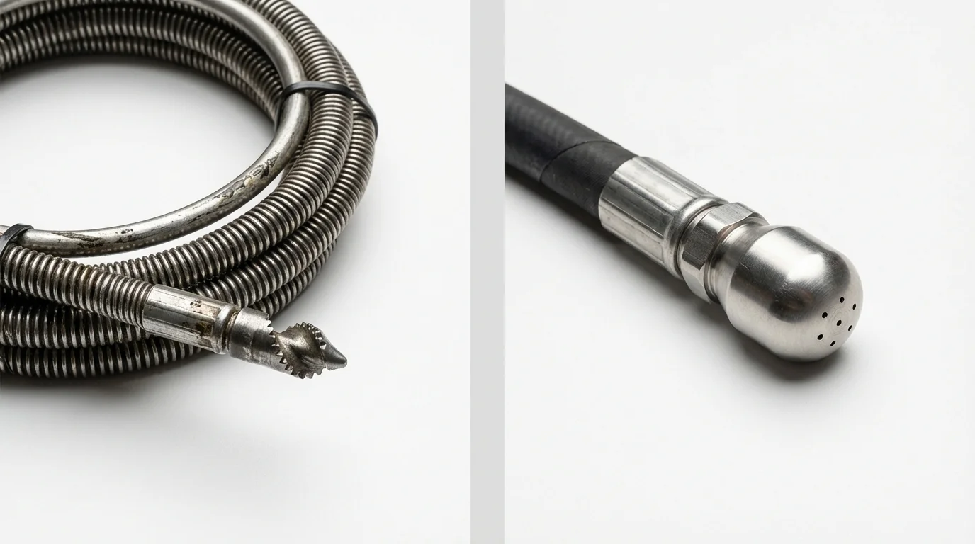 Drain snake cable and hydro jetting nozzle used for drain cleaning in Butler, PA